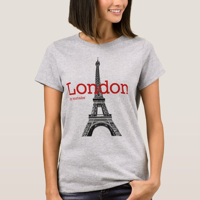 T-shirt Mstake de Londres & de torre Eiffel (Frente)