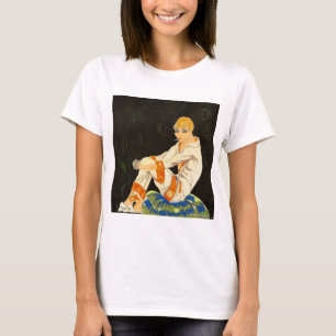 T-shirt Mulher Art Déco Vintage, Fumando por S. Chompre