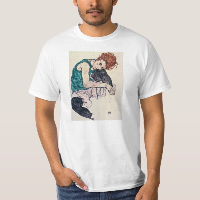 T-shirt Mulher assentada Schiele de Egon (Frente)
