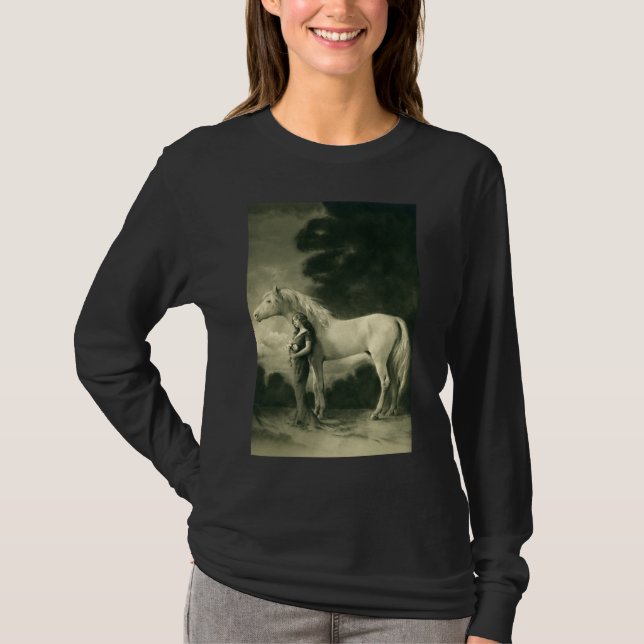 T-shirt Mulher com cavalo branco (Frente)