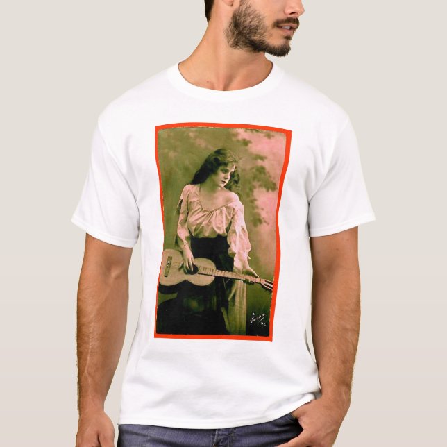 T-shirt Mulher com guitarra (Frente)