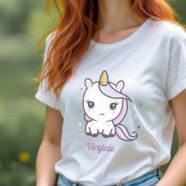 T-Shirt Mulher com Unicórnio Bonito