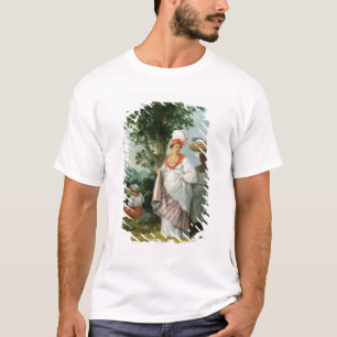 T-shirt Mulher crioula indiana ocidental com seu empregado
