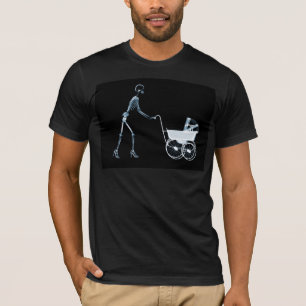 T-SHIRT MULHER DO RAIO X & CARRUAGEM DE BEBÊ DE ESQUELETO