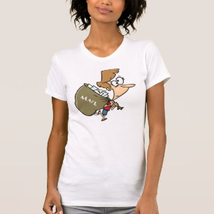 T-shirt Mulher Engraçada Carregando Saco de Correspondênci