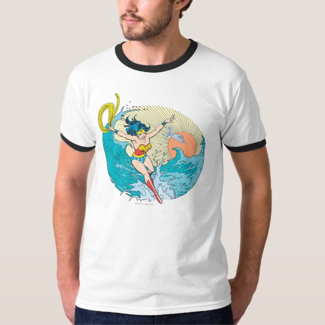T-shirt Mulher Maravilha Céu Oceano (Frente)