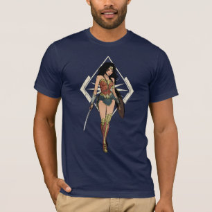 T-shirt Mulher Maravilha Com Arte Em Quadrinhos De Espada