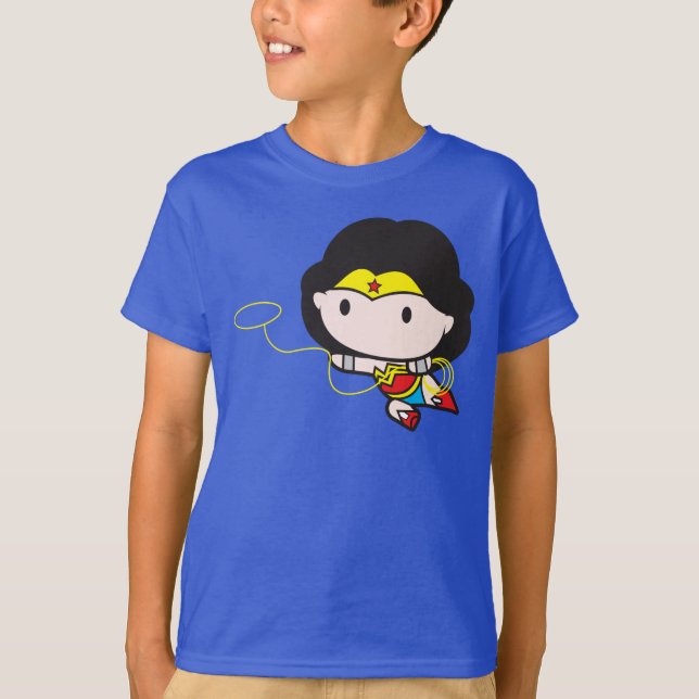 T-shirt Mulher Maravilha De Chibi De Dois Lados (Frente)