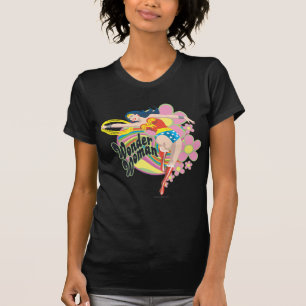 T-shirt Mulher Maravilha Flores Retro