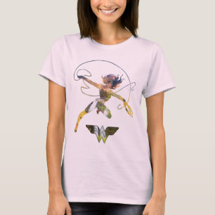 T-shirt Mulher Maravilha Silhueta de cascata sunset