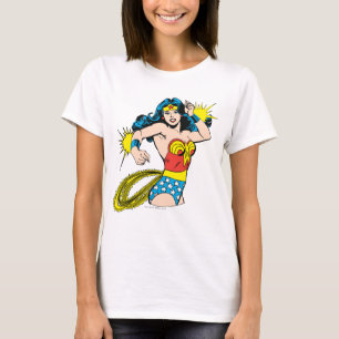 T-shirt Mulher maravilhosa gira com algemas brilhantes