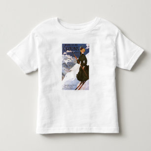 T-shirt Mulher na Poster de Esqui Verde