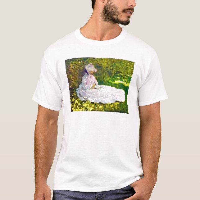 T-shirt Mulher que lê Claude Monet (Frente)