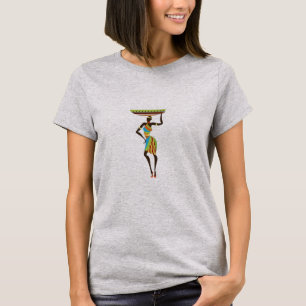 T-shirt Mulher Tribal Africana com basquete de arte tribal