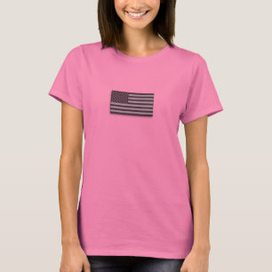 T-shirt Mulheres das cinzas de Camo da bandeira americana
