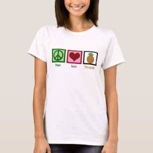 T-shirt Mulheres do abacaxi do amor da paz
