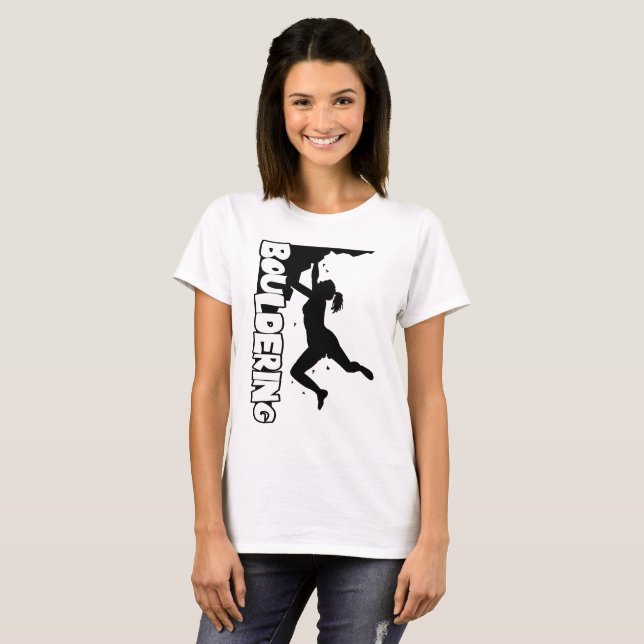 T-shirt Mulheres do impressão de Bouldering (Frente Completa)