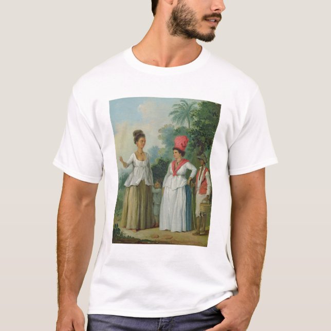 T-shirt Mulheres indianas ocidentais da cor, com uma (Frente)