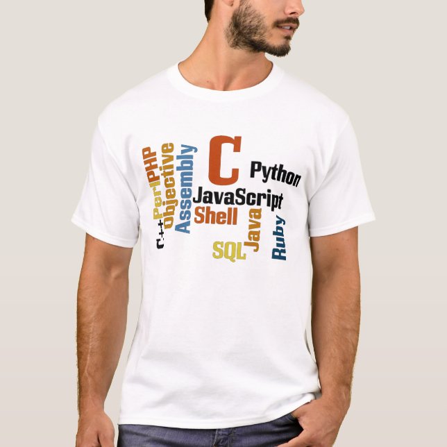 T-shirt multilingue do branco do programador (Frente)