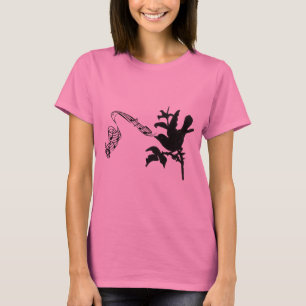 T-shirt Música Antiga Cantando Pássaro Preto