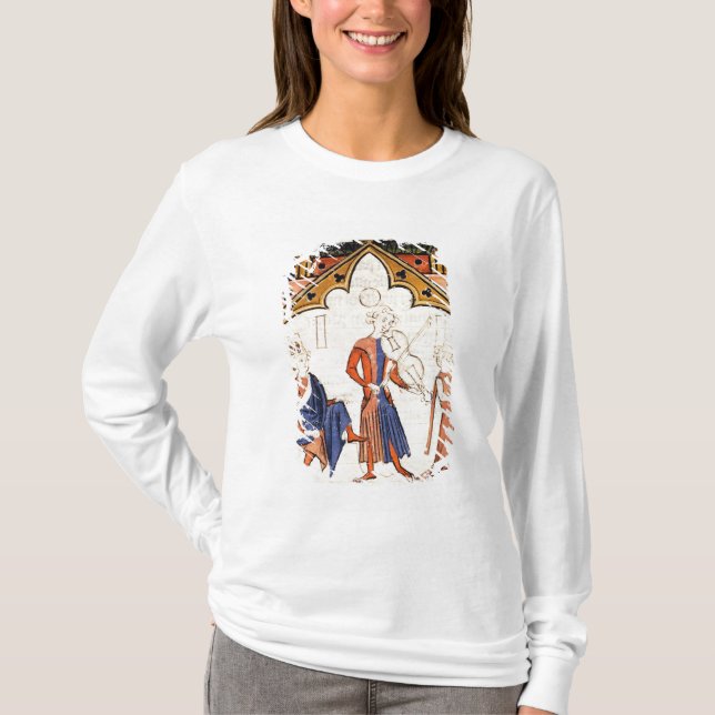 T-shirt Músicos que jogam uma viola e um pandeiro (Frente)