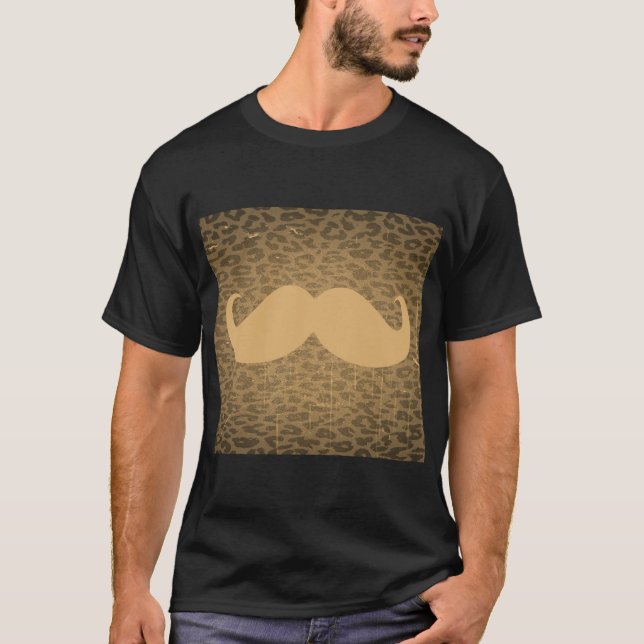 T-shirt Mustache Leopard Vintage (Frente)