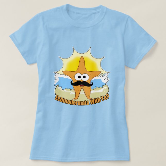 T-shirt Mustache Starfish Echinodermata (Frente do Design)