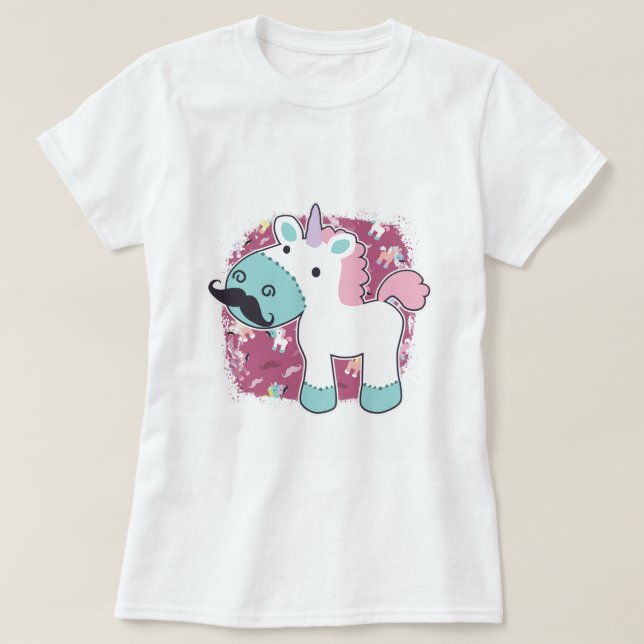 T-shirt Mustachio Unicornio! (Frente do Design)