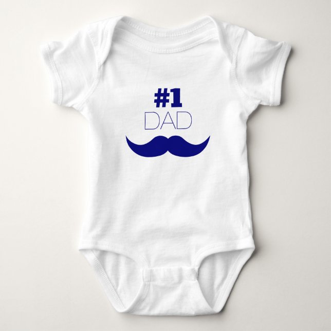 T-shirt Nº 1 - bigode azul Pai - Número Um (Frente)