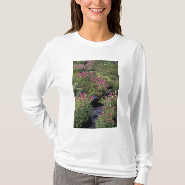 T-shirt NA, EUA, Washington, Monte Rainier NP, Rosa (Frente)