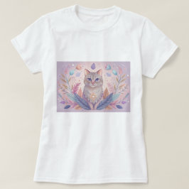 T-shirt na moda com gatinho bonito em cores pastel