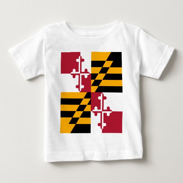 T-shirt Na moda de Sinalizador do Estado de Maryland (Frente)