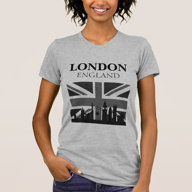 T-shirt Na moda Legal Black Cinza London Union Jack (Frente)