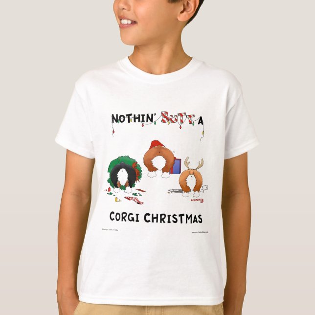 T-shirt Nada de Bumbum A Corgi Natal (Frente)