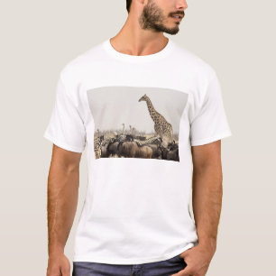 T-shirt Namíbia, Parque Nacional Etosha. Uma girafa solitá