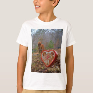 T-shirt Namorados Coração Miniatura Cavalo Marrom