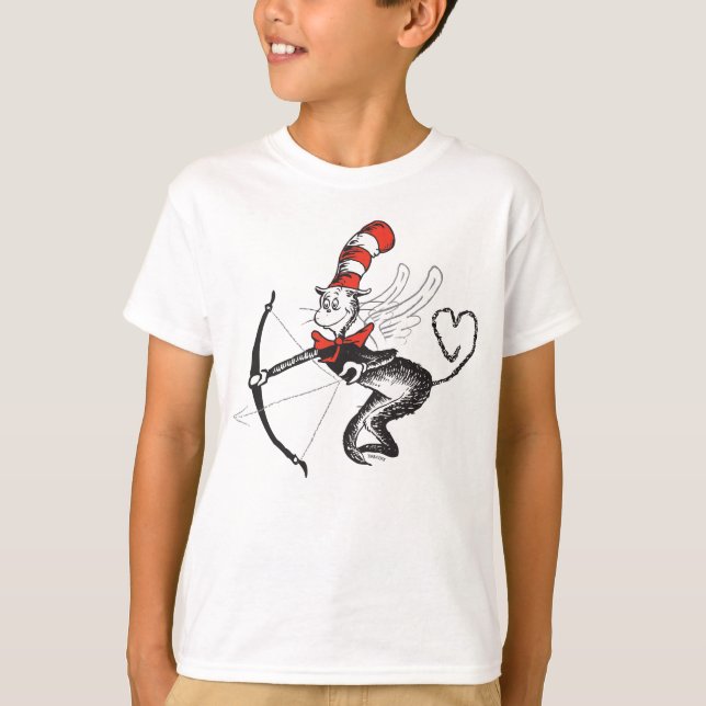 T-shirt Namorados Dr. Seuss | O Gato no Cupido de Chapéu (Frente)