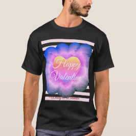 T-Shirt Namorados Feliz com Flor Roxo