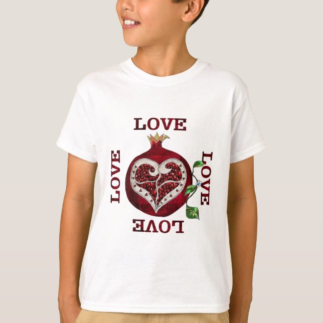 T-shirt Namorados Pomegranate Heart LOVE (Frente)