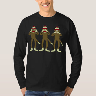 T-shirt Não ouça, veja, fale nenhum macaco da peúga do