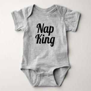 T-shirt Nap King Boy Black and Cinza Slogan Baby Body