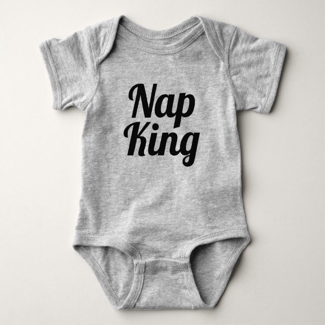 T-shirt Nap King Boy Black and Cinza Slogan Baby Body (Frente)