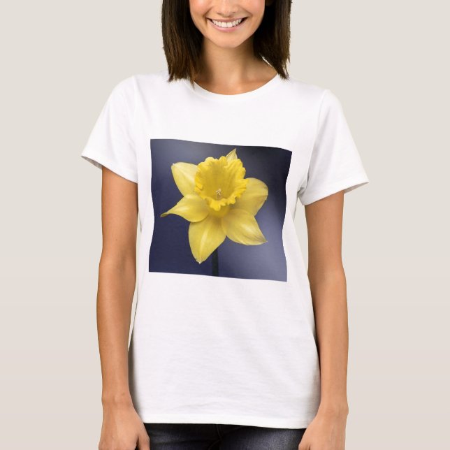 T-shirt Narciso Amarelo Flor Pintor aquoso Floral (Frente)