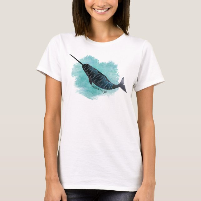 T-shirt Narwhal, Watercolor Ocean Heart (Frente)