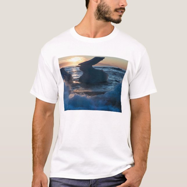 T-shirt Nascer do sol e formações de iceberg (Frente)