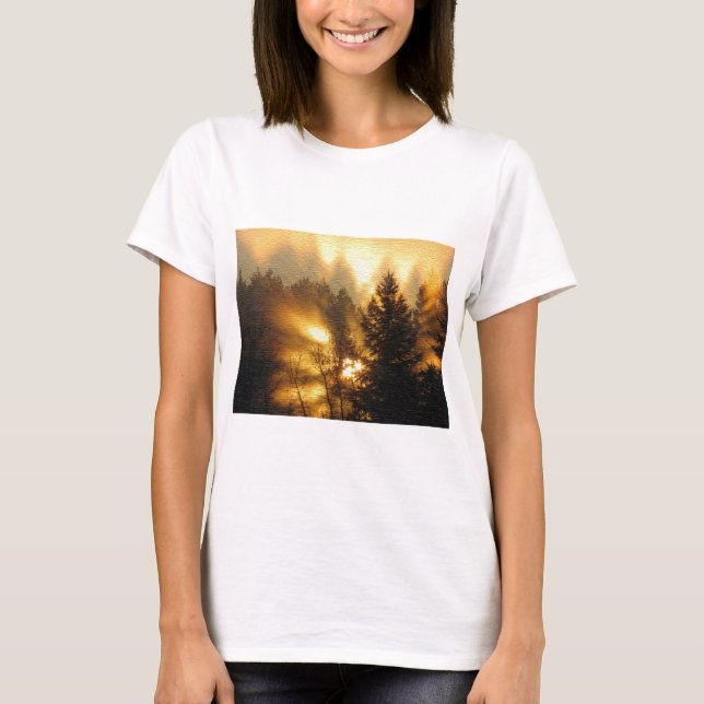 T-shirt Nascer do Sol na Floresta (Frente)
