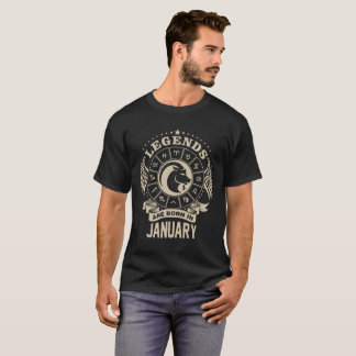 T-shirt nascido de janeiro das legendas do