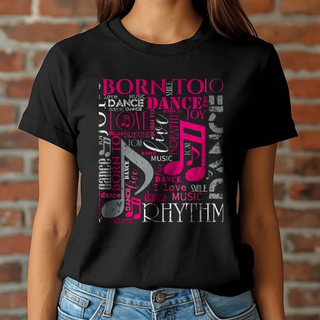 T-shirt Nascido para Dançar Rosa/Branco ID277 (Criador carregado)