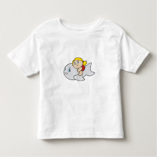 T-shirt Natação da menina com golfinho