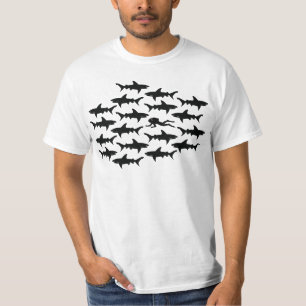 T-shirt Natação do mergulhador de mergulhador com tubar